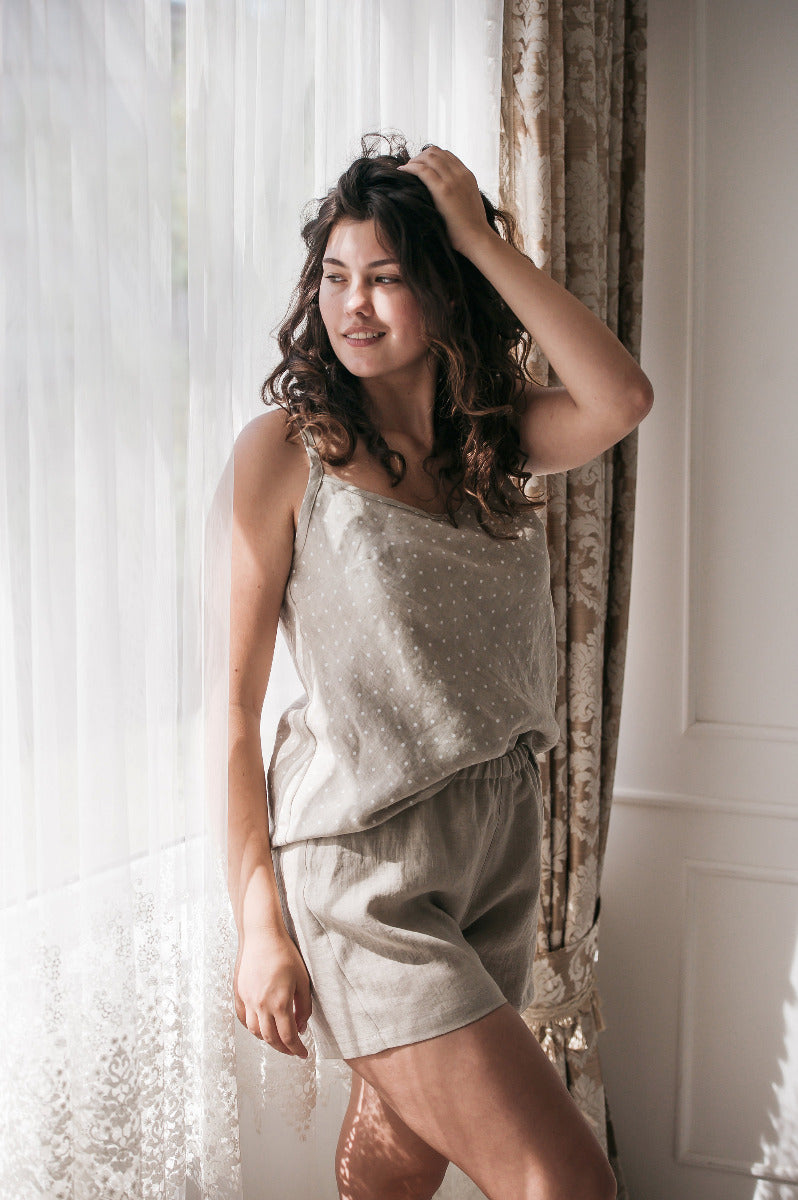 Lacy pyjamasshorts i linne Theta