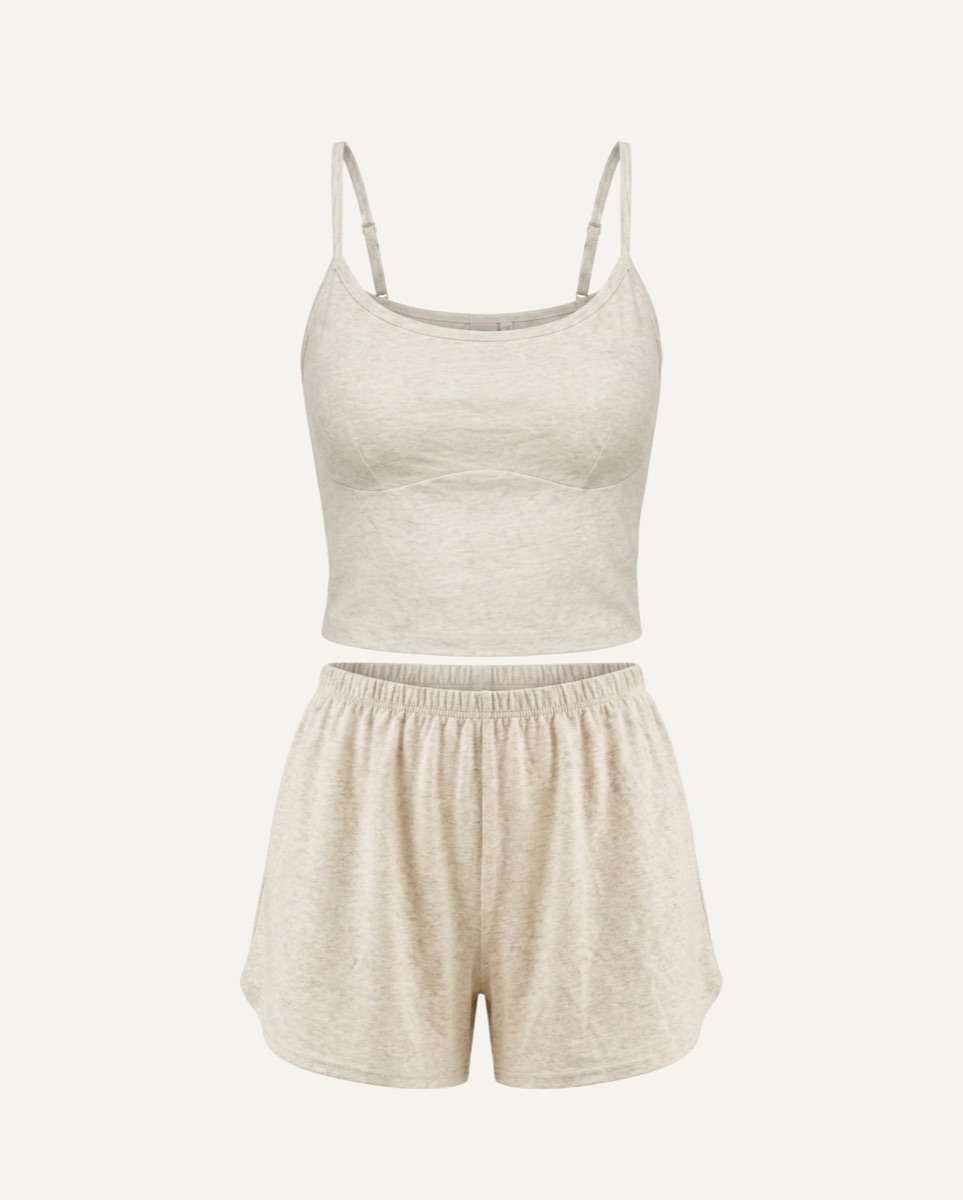 Zubek pyjamasset i ekologisk bomull & linne — linne & shorts